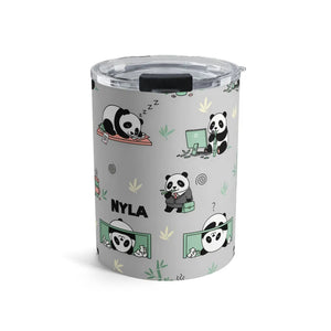 Panda Pattern 10oz Tumbler, Personalized Nyla Travel Cup - Tumblers