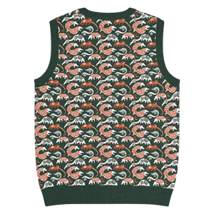 Pangolin Pattern Knit V-neck Vest - Lightweight Retro Style - Dipaliz - Vests