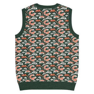 Pangolin Pattern Knit V-neck Vest - Lightweight Retro Style - Dipaliz - Vests