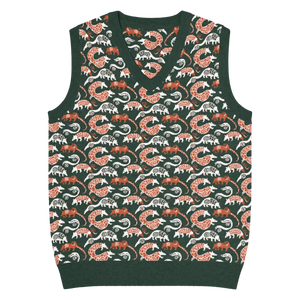 Pangolin Pattern Knit V-neck Vest - Lightweight Retro Style - Dipaliz - 2xl - Vests