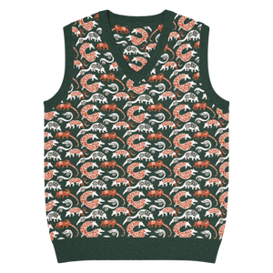 Lightweight Pangolin Pattern Knit V-neck Vest - Dipaliz - Vests - 3xs