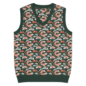 Lightweight Pangolin Pattern Knit V-neck Vest - Dipaliz - Vests - 3xs