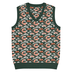 Pangolin Pattern Knit V-neck Vest - Lightweight Retro Style - Dipaliz - 3xl - Vests