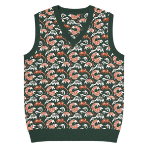 Pangolin Pattern Knit V-neck Vest - Lightweight Retro Style - Dipaliz - 3xs - Vests