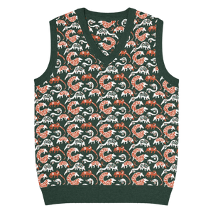 Lightweight Pangolin Pattern Knit V-neck Vest - Dipaliz - Vests - 3xs