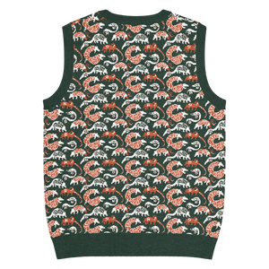 Pangolin Pattern Knit V-neck Vest - Lightweight Retro Style - Dipaliz - Vests