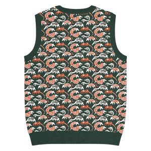 Pangolin Pattern Knit V-neck Vest - Lightweight Retro Style - Dipaliz - Vests