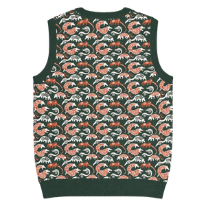 Pangolin Pattern Knit V-neck Vest - Lightweight Retro Style - Dipaliz - Vests