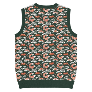 Pangolin Pattern Knit V-neck Vest - Lightweight Retro Style - Dipaliz - Vests