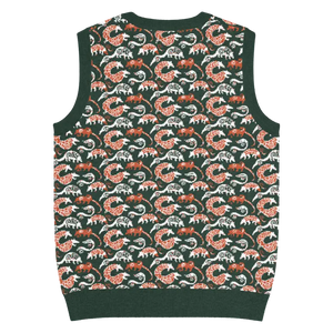 Pangolin Pattern Knit V-neck Vest - Lightweight Retro Style - Dipaliz - Vests