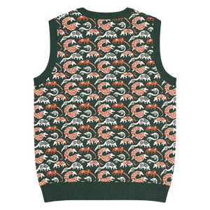 Pangolin Pattern Knit V-neck Vest - Lightweight Retro Style - Dipaliz - Vests
