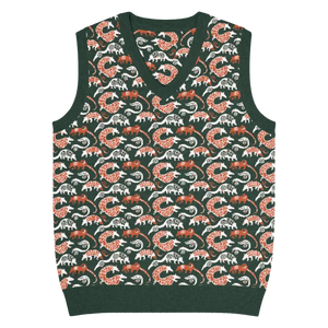 Pangolin Pattern Knit V-neck Vest - Lightweight Retro Style - Dipaliz - l - Vests