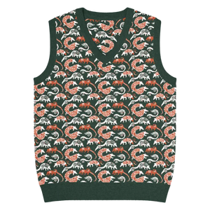 Pangolin Pattern Knit V-neck Vest - Lightweight Retro Style - Dipaliz - m - Vests
