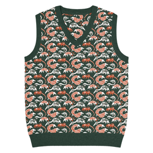 Lightweight Pangolin Pattern Knit V-neck Vest - Dipaliz - Vests - 3xs