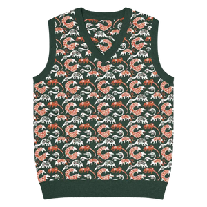 Pangolin Pattern Knit V-neck Vest - Lightweight Retro Style - Dipaliz - s - Vests