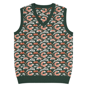 Lightweight Pangolin Pattern Knit V-neck Vest - Dipaliz - Vests - 3xs