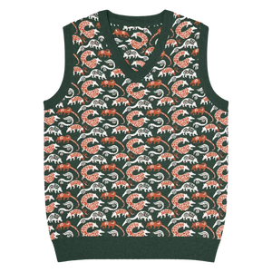 Pangolin Pattern Knit V-neck Vest - Lightweight Retro Style - Dipaliz - Xl - Vests