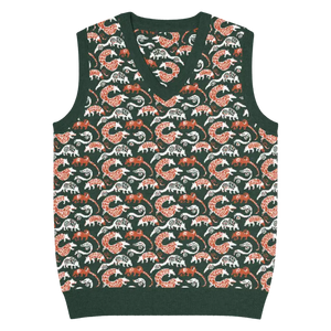 Pangolin Pattern Knit V-neck Vest - Lightweight Retro Style - Dipaliz - Xs - Vests