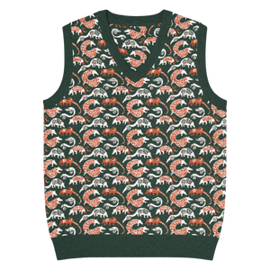 Lightweight Pangolin Pattern Knit V-neck Vest - Dipaliz - Vests - 3xs