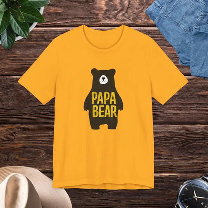 Papa Bear Comfiest Unisex Tee: Soft Ribbed and Timeless - Gold / s T-shirt