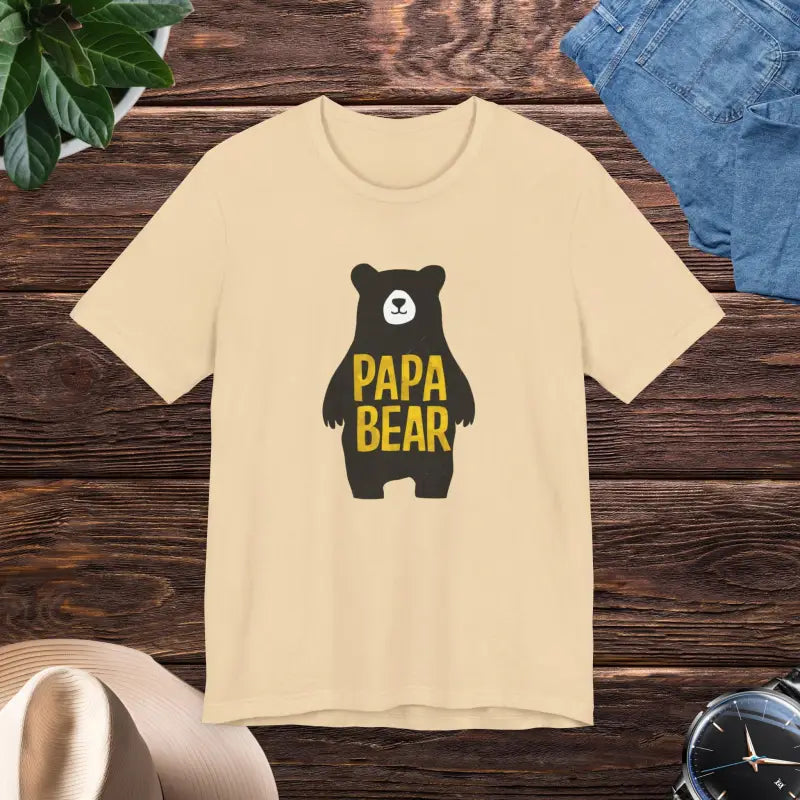 Papa Bear Comfiest Unisex Tee: Soft Ribbed and Timeless - Cream / s T-shirt