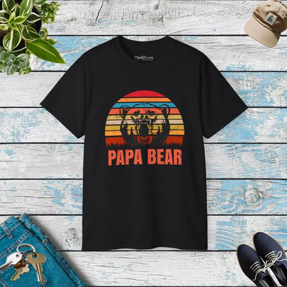 Celebrate Fatherhood with the Ultra-cotton Papa Bear Tee - Black / s T-shirt