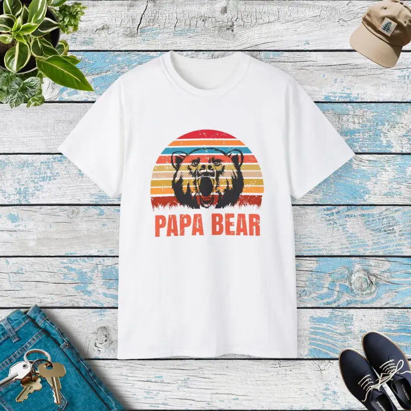 Celebrate Fatherhood with the Ultra-cotton Papa Bear Tee - White / s T-shirt