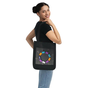 Canvas Tote Bag Paper Clips Pattern Stylish Carry Dipaliz - one Size / Black - Bags