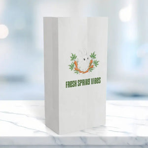 Paper Gift Bag — ?Fresh Spring Vibes’ Bunny & Carrot Easter Tote - 6.25’’ x 12.5’’ / White / Gifts Online