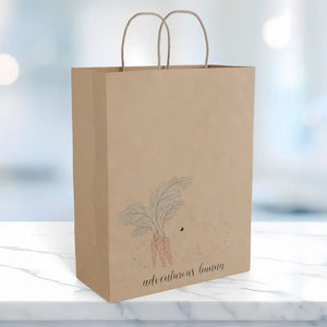 Paper Gift Bag - Rustic Carrot Farmers Market Tote - Dipaliz - 10’’ x 13’’ / Kraft / Gifts Online