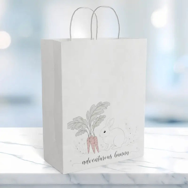 Paper Gift Bag - Rustic Carrot Farmers Market Tote - Dipaliz - 10’’ x 13’’ / White / Gifts Online