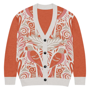 Knitted Cardigan - Lightweight Parrots Print - Dipaliz - 2xl - Cardigans
