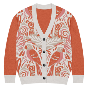 Lightweight Knitted Cardigan - Parrots Print Cotton - Dipaliz - Cardigans - Xs
