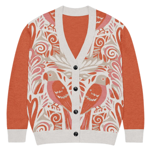 Lightweight Knitted Cardigan - Parrots Print Cotton - Dipaliz - Cardigans - Xs
