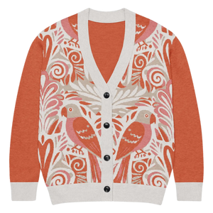 Lightweight Knitted Cardigan - Parrots Print Cotton - Dipaliz - Cardigans - Xs