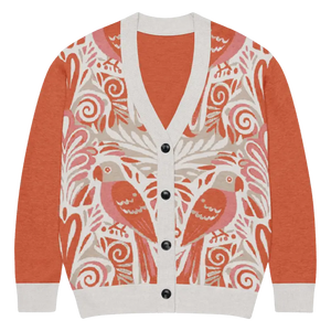 Knitted Cardigan - Lightweight Parrots Print - Dipaliz - l - Cardigans