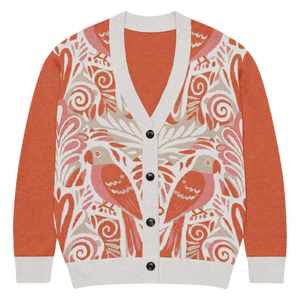 Lightweight Knitted Cardigan - Parrots Print Cotton - Dipaliz - Cardigans - Xs
