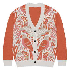 Knitted Cardigan - Lightweight Parrots Print - Dipaliz - m - Cardigans