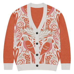 Lightweight Knitted Cardigan - Parrots Print Cotton - Dipaliz - Cardigans - Xs