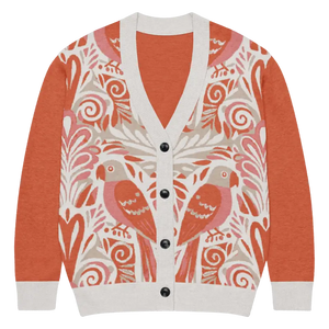 Knitted Cardigan - Lightweight Parrots Print - Dipaliz - s - Cardigans