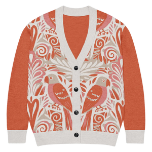 Lightweight Knitted Cardigan - Parrots Print Cotton - Dipaliz - Cardigans - Xs