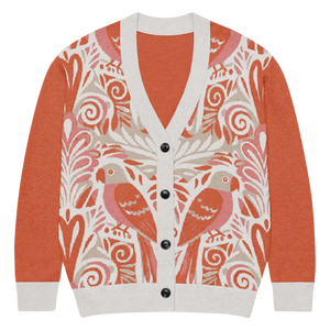 Lightweight Knitted Cardigan - Parrots Print Cotton - Dipaliz - Cardigans - Xs