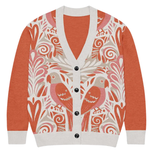 Knitted Cardigan - Lightweight Parrots Print - Dipaliz - Xs - Cardigans