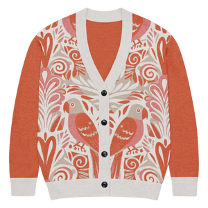 Lightweight Knitted Cardigan - Parrots Print Cotton - Dipaliz - Cardigans - Xs