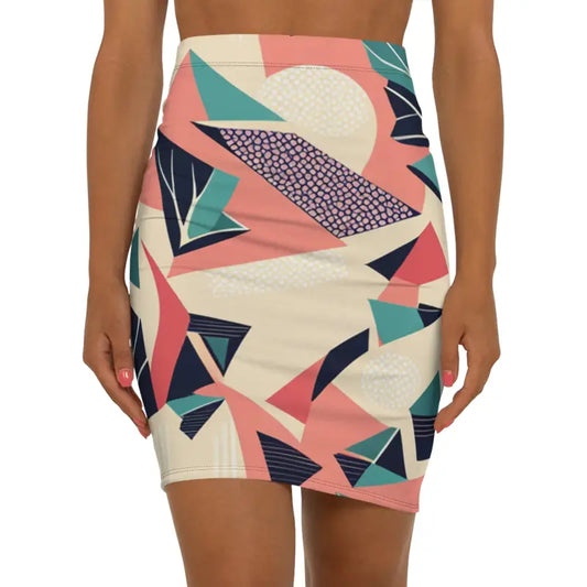 Vibrant Women’s Mini Skirt with Pastel Abstract Pattern - Xs / Black Stitching Skirts