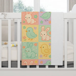 Pastel Baby Animal Fleece Blanket - Soft Nursery Throw - Dipaliz - 30’’ × 40’’ / White - Home Decor