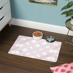 Stylish Pastel Checkered Pet Food Mat - Non Slip - Dipaliz - Bowl Mats