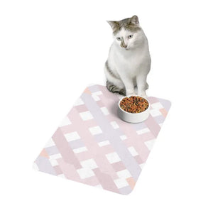Stylish Pastel Checkered Pet Food Mat - Spill-proof - Dipaliz - 12’’ × 18’’ / Rectangle - Bowl Mats