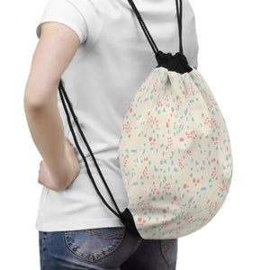 Bags - Pastel Confetti Drawstring Bag - Floral Gym Sack - Dipaliz one Size