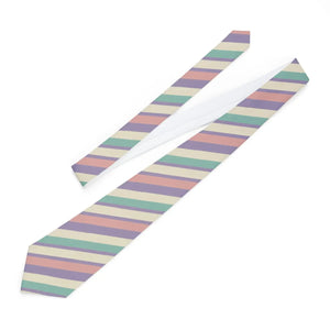 Pastel Stripe Slim Necktie - Satin Keeper Loop - Dipaliz - Neckties